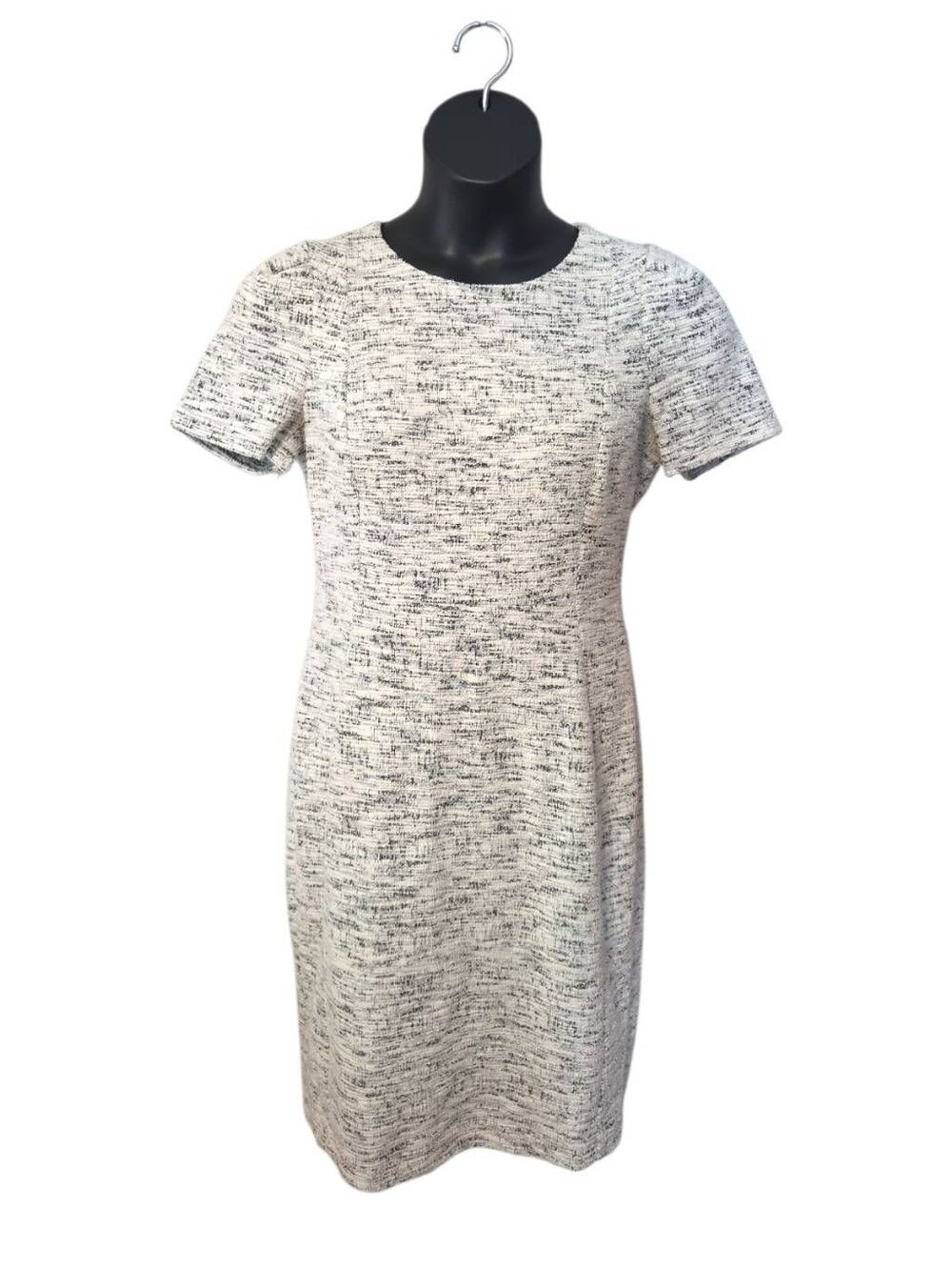 Calvin Klein Black & White Tweed Sheath Dress, Size 12